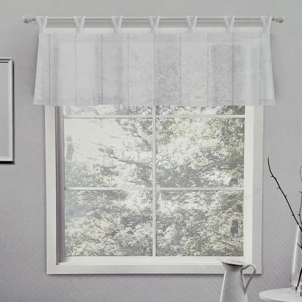 Ralph Lauren Twist Top White Hamilton Sheer Striped Valance Woven 18 x 54 in.